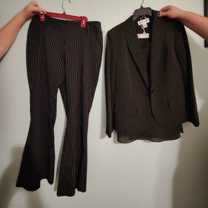 Black Pinstripe Suit Set
